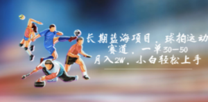 长期蓝海项目，球拍运动赛道，一单30-50，月入2W，小白轻松上手-九源吧网赚