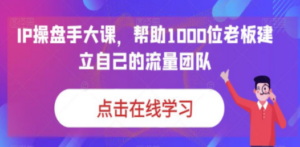 IP-操盘手大课，帮助1000位老板建立自己的流量团队（13节课）-九源吧网赚
