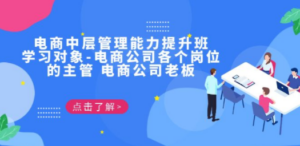 电商·中层管理能力提升班，学习对象-电商公司各个岗位的主管 电商公司老板-九源吧网赚学院