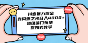 抖音暴力掘金，靠闪烁之光日入4000+，超级偏门玩法 保姆式教学-九源吧资源站