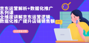 京东运营解析与数据化推广系列课，全维度讲解京东运营逻辑+数据化推广提.-九源吧网赚