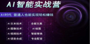 AI智能赚钱实战营保姆级、实战级教程，新手也能快速实现赚钱（全套教程）-九源吧资源站