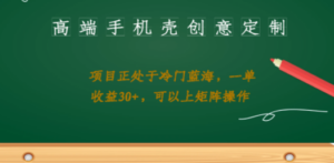 高端手机壳创意定制，项目正处于蓝海，每单收益30+，可以上矩阵操作-九源吧网赚学院