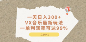 一天日入300+,VX音乐最新玩法，一单利润率可达99%-九源吧网赚