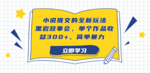 小说推文的全新玩法，黑岩故事会，单个作品收益300+，简单暴力-九源吧资源站