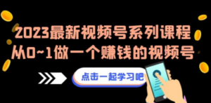 2023最新视频号系列课程，从0~1做一个赚钱的视频号（8节视频课）-九源吧网赚