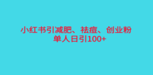 小红书精准引流，减肥、祛痘、创业粉单人日引100+（附软件）-九源吧网赚