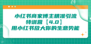 小红书商家 博主精准引流特训营【4.0】用小红书放大你的生意势能-九源吧网赚