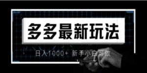 价值4980的拼多多最新玩法，月入3w【新手小白必备项目】-九源吧网赚