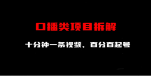 口播类项目拆解，十分钟一条视频，百分百起号-九源吧网赚