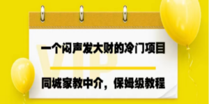 一个闷声发大财的冷门项目，同城家教中介，操作简单，一个月变现7000+-九源吧网赚学院
