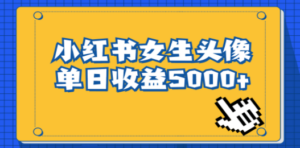 长期稳定项目，小红书女生头像号，最高单日收益5000+适合在家做的副业项目-九源吧网赚
