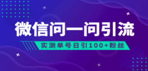 流量风口：微信问一问，可引流到公众号及视频号，实测单号日引流100+-九源吧网赚