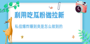 利用吃瓜粉做拉新，私信爆炸日入1000+赚到爽是怎么做到的   [复制链接]-九源吧网赚学院