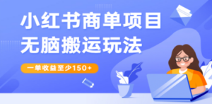 小红书商单项目无脑搬运玩法，一单收益至少150+-九源吧网赚