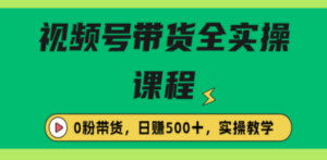 收费1980的视频号带货保姆级全实操教程，0粉带货-九源吧网赚