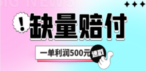 最新多平台缺量赔付玩法，简单操作一单利润500元-九源吧网赚