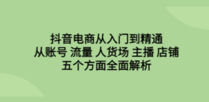 抖音电商从入门到精通，从账号 流量 人货场 主播 店铺五个方面全面解析-九源吧资源站