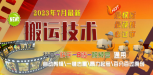 2023/7月最新最硬必过审搬运技术抖音快手B站通用自动剪辑一键去重暴力起号-九源吧网赚学院
