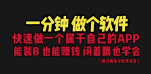 网站封装教程 1分钟做个软件 有人靠这个月入过万 保姆式教学 看一遍就学会-九源吧网赚