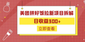 外面收费260的美团拼好饭拉新项目拆解：日收益300+-九源吧网赚
