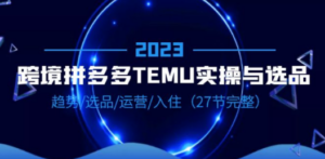 2023跨境·拼多多·TEMU实操与选品，趋势·选品·运营·入住（27节完整）-九源吧网赚
