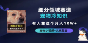不起眼的抖音细分赛道-宠物冷知识，一段宠物视频配文案，有人靠这个月入10w-九源吧网赚