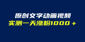 文字动画原创视频，软件全自动生成，实测一天涨粉1000＋（附软件教学）-九源吧网赚