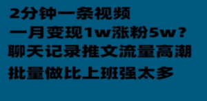 聊天记录推文！！！月入1w轻轻松松，上厕所的时间就做了-九源吧网赚