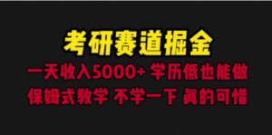 考研赛道掘金，一天5000+学历低也能做，保姆式教学，不学一下，真的可惜-九源吧资源站