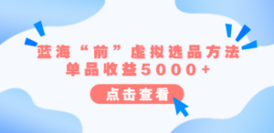 某公众号付费文章《蓝海“前”虚拟选品方法：单品收益5000+》-九源吧网赚