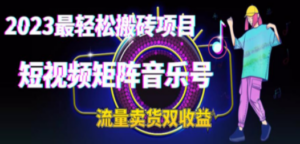 2023最轻松搬砖项目，短视频矩阵音乐号流量收益+卖货收益-九源吧网赚