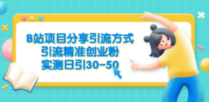 B站项目分享引流方式，引流精准创业粉，实测日引30-50-九源吧网赚学院