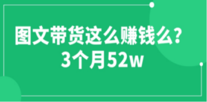 图文带货这么赚钱么? 3个月52W 图文带货运营加强课-九源吧网赚