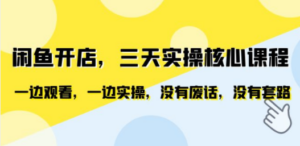 闲鱼开店，三天实操核心课程，一边观看，一边实操，没有废话，没有套路-九源吧