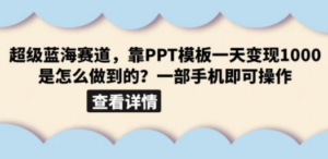 超级蓝海赛道，靠PPT模板一天变现1000是怎么做到的（教程+99999份PPT模板）-九源吧网赚