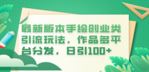 最新版本手绘创业类引流玩法，作品多平台分发，日引100+创业粉-九源吧资源站