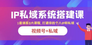 IP私域 系统搭建课，视频号+私域 1套 体系 3大课程，打通你的个人ip私域-九源吧网赚
