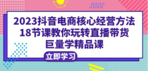 2023抖音电商核心经营方法：18节课教你玩转直播带货，巨量学精品课-九源吧网赚