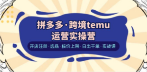 拼多多·跨境temu运营实操营：开店注册·选品·核价上架·日出千单·实战课-九源吧网赚