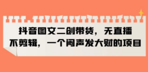 抖音图文二创带货，无直播，不剪辑，一个闷声发大财的项目-九源吧网赚