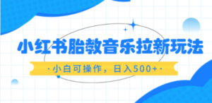 小红书胎教音乐拉新玩法，小白可操作，日入500+（资料已打包）-九源吧网赚