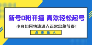 新号0粉开播-高效轻松起号：小白如何快速进入正常出单节奏（10节课）-九源吧网赚