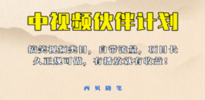 中视频伙伴计划玩法！长久正规稳定，有播放就有收益！搞笑类目自带流量-九源吧网赚