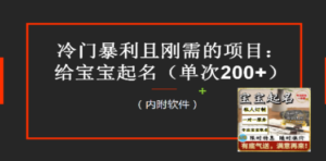 【新课】冷门暴利项目：给宝宝起名（一单200+）内附教程+工具-九源吧网赚学院