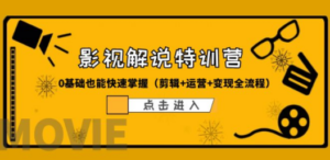 某影视解说-收费特训营，0基础也能快速掌握（剪辑+运营+变现全流程）-九源吧网赚