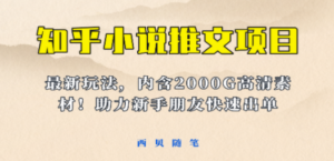 小说推文变现项目：新玩法更新，更加完善，内含2500G素材-九源吧网赚