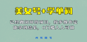 《美女号+学单词》玩法，信息差而已 课程拆开揉碎了和大家去讲 (教程+素材)-九源吧网赚
