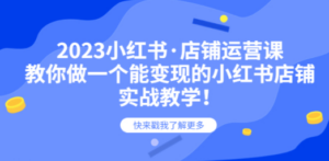 2023小红书·店铺运营课，教你做一个能变现的小红书店铺，20节-实战教学-九源吧网赚