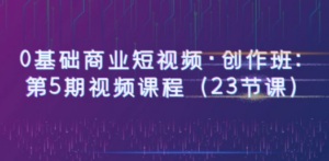 0基础商业短视频·创作班：第5期视频课程（23节课）-九源吧网赚